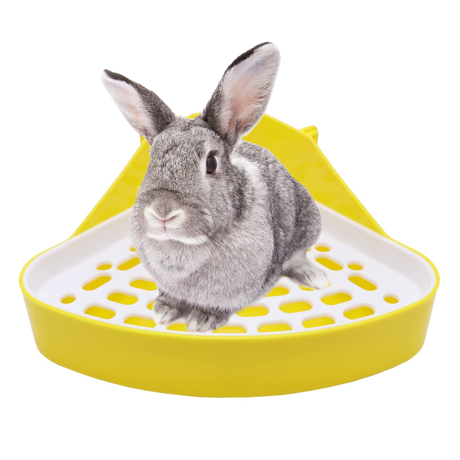 Litewoo Rabbit Litter Box Toilet Bunny Corner Litter Pan Pet Toilet Potty for Guinea Pigs Hamster Chinchilla Ferret Rabbit Small Animal (Yellow)