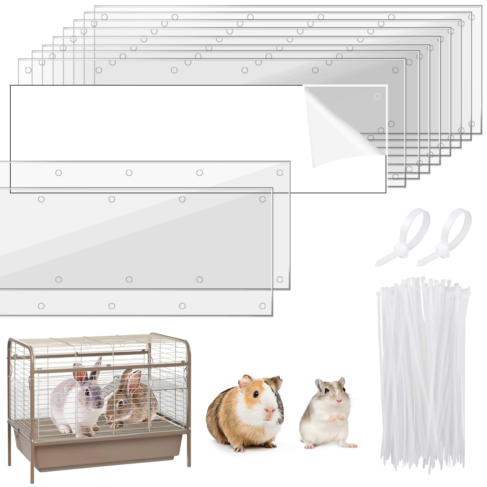UNIFAMILY 10 Pcs Pet Cage Edge Liner Clear Urine Guard Side Lining 14" x 4.5" Anti-Urine Splash Sheet for Ferret Rabbits Chinchilla Hamster Hedgehog Rat Critter Nation Cage Liner