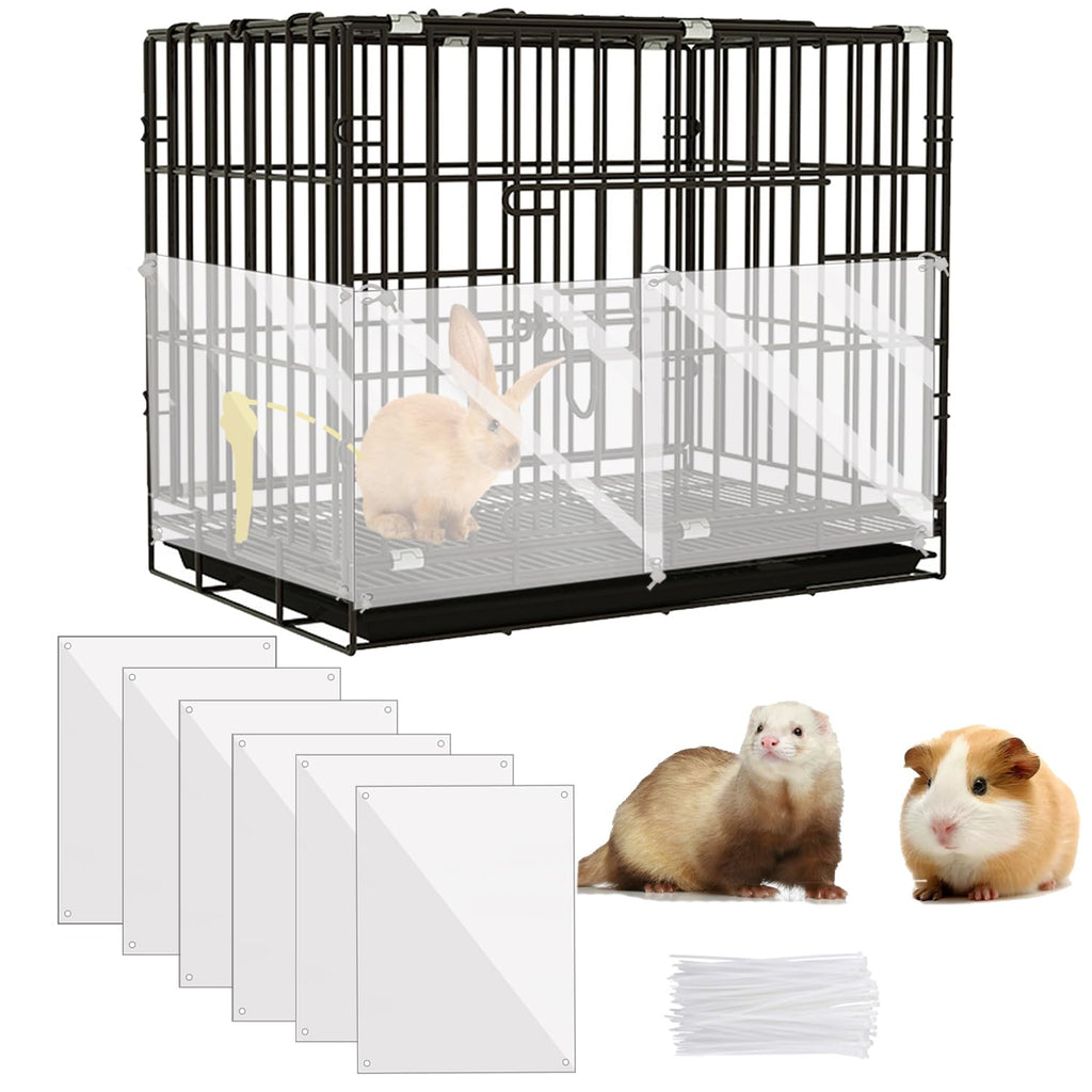 6Pcs Plastic Pet Cage Liner 12” x 10” Clear Bunny Cage Urine Guard Guinea Pig Side Lining Sheet Rabbit Habitat Siding Ferret Scatter Guard Cage Accessories Simple but Essential