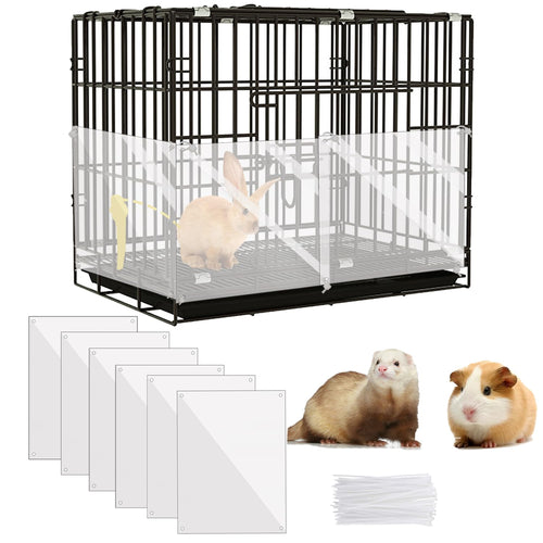 6Pcs Plastic Pet Cage Liner 12” x 10” Clear Bunny Cage Urine Guard Guinea Pig Side Lining Sheet Rabbit Habitat Siding Ferret Scatter Guard Cage Accessories Simple but Essential
